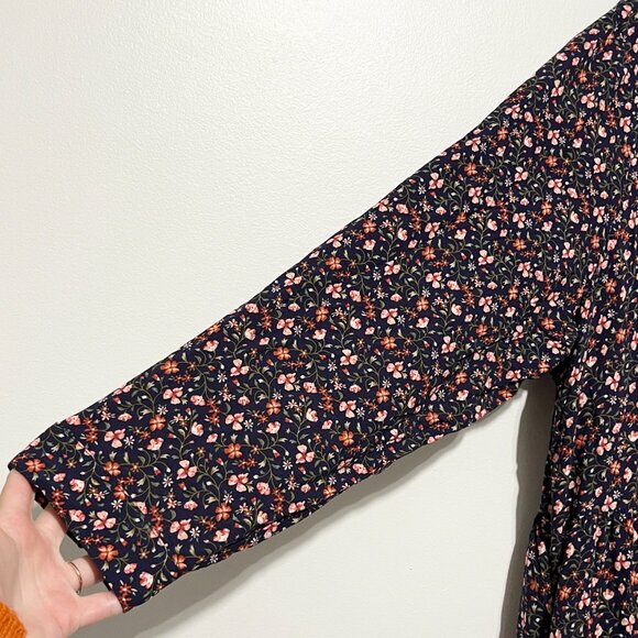 Old Navy Womens Tiered Maxi Dress XXL Dark Floral Cottagecore Prairie Herbalist - Picture 5 of 10